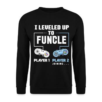 I Level Up To Funcle Funny Uncle Gaming Gift - Unisex Sweatshirt - black - Front - Alina (178cm) & Michal (187cm)