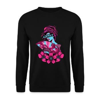 Geisha Lonely Soft Grunge Vaporwave Gift - Unisex Sweatshirt - black - Front - Alina (178cm) & Michal (187cm)