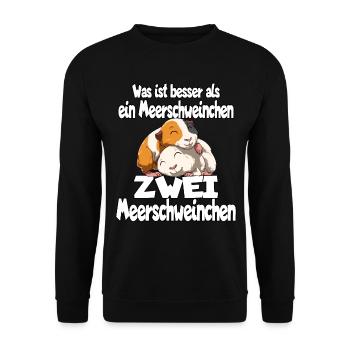 Was ist besser als ein Meerschweinchen Zwei - Unisex Pullover - Schwarz - Vorne - Alina (178cm) & Michal (187cm)