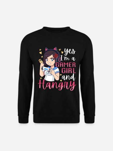 Yes I'm A Gamer Girl Hangry Angry Anime Hungry - Unisex Pullover - Schwarz