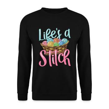 Lifes a stitch for a seamstress knitter - Unisex Sweatshirt - black - Front - Alina (178cm) & Michal (187cm)