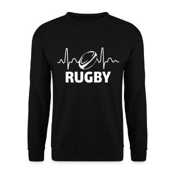 rugby heartbeat t rugby rugby player shirt - Unisex Sweatshirt - black - Front - Alina (178cm) & Michal (187cm)