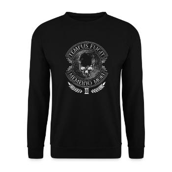 Latin Proverbs - Tempus Fugit Memento Mori - Unisex Sweatshirt - black - Front - Alina (178cm) & Michal (187cm)