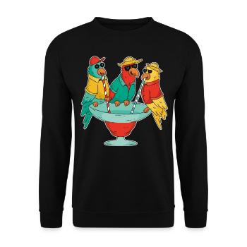 Cocktail Parrot Drinking Holiday Beach Drinking Sea - Unisex Sweatshirt - black - Front - Alina (178cm) & Michal (187cm)
