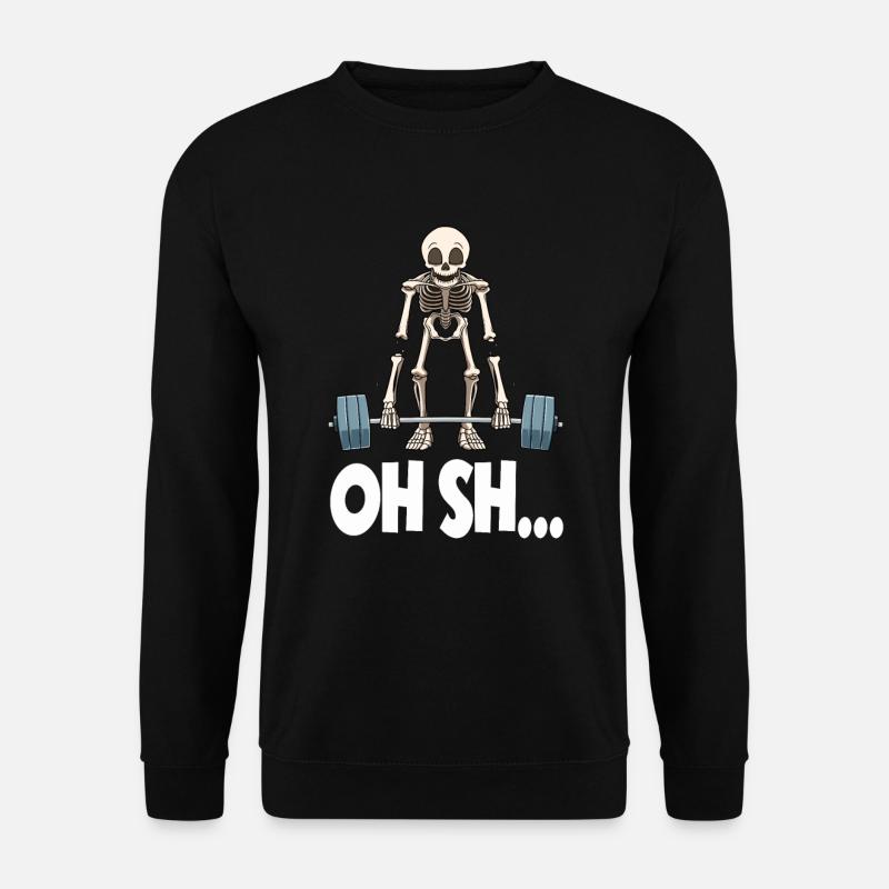 Lustiges Skelett Gewichtheben - Unisex Pullover - Schwarz