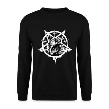 Satanic Crow Pentagram Aesthetic Occult Raven - Unisex Sweatshirt - black - Front - Alina (178cm) & Michal (187cm)