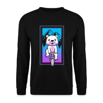 Bear Biker Riding A Bicycle Mountain Bike Kawaii - Unisex Sweatshirt - black - Front - Alina (178cm) & Michal (187cm)