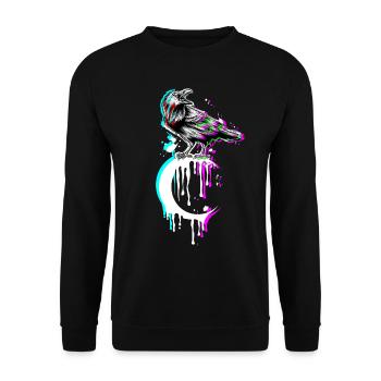 Tarot Card Crow Moon Vaporwave Occult Raven Goth - Unisex Sweatshirt - black - Front - Alina (178cm) & Michal (187cm)