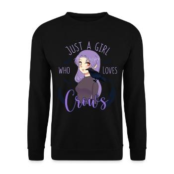 Anime Just A Girl Who Loves Crows Otaku Rabe Weeb - Unisex Pullover - Schwarz - Vorne - Alina (178cm) & Michal (187cm)