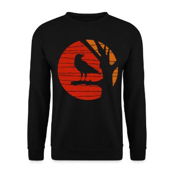 Raven Retro Bird Aesthetic Silhouette Black Crow - Unisex Sweatshirt - black - Front - Alina (178cm) & Michal (187cm)