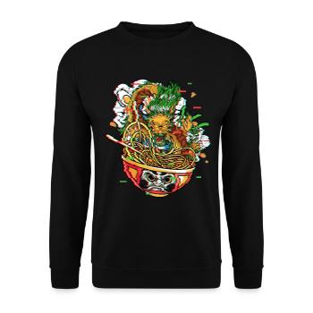 Ramen Drache In Daruma Bowl Vaporwave Kanagawa - Unisex Pullover - Schwarz - Vorne - Alina (178cm) & Michal (187cm)