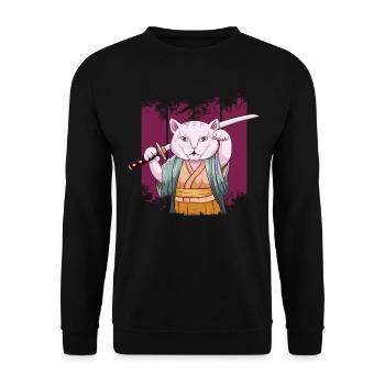 Japonais Saurrai Maneki Neko Cat Katana Aesthetic - Sweat-shirt Unisexe - noir - Devant - Alina (178cm) & Michal (187cm)
