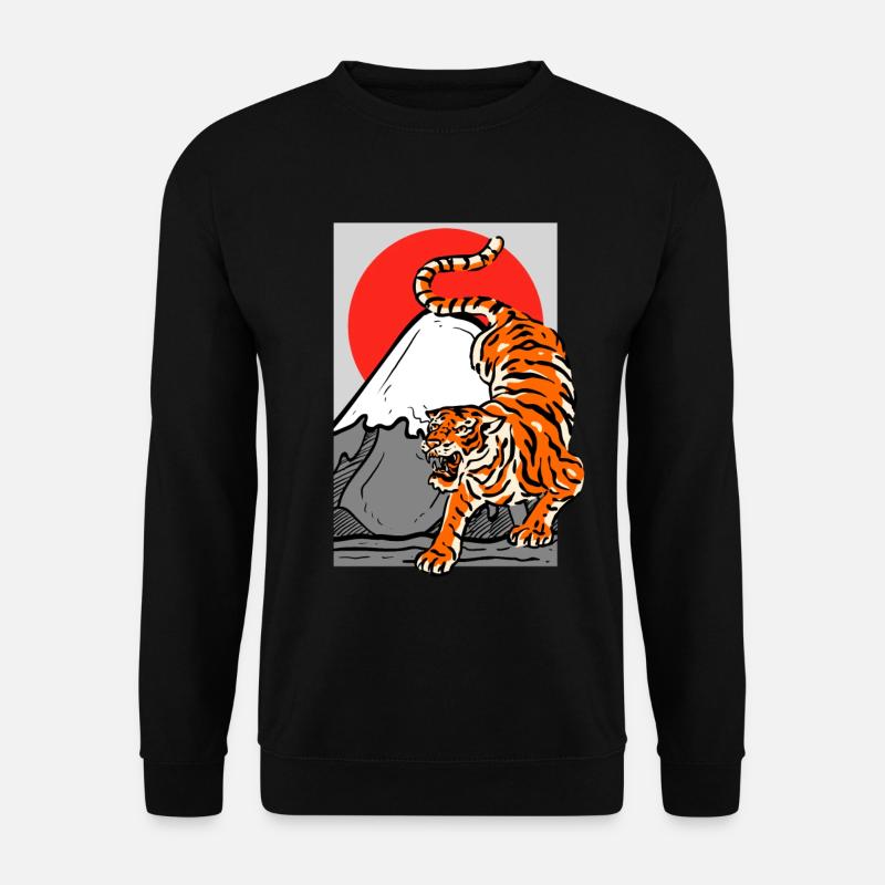 Tiger Aesthetic Japan Mt. Fuji Fujiyama Red Sun - Unisex Pullover - Schwarz