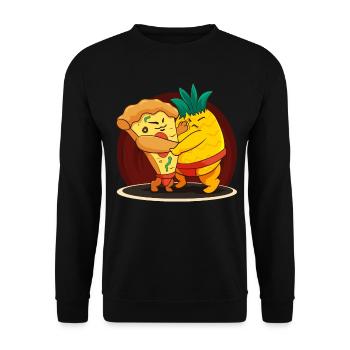 Drôle japonais Sumo Ananas Hawaiian Pizza Amer - Sweat-shirt Unisexe - noir - Devant - Alina (178cm) & Michal (187cm)