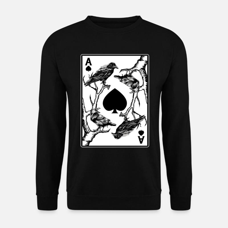Krähe And The Ace Of Spade Okkultes Rabe Death - Unisex Pullover - Schwarz