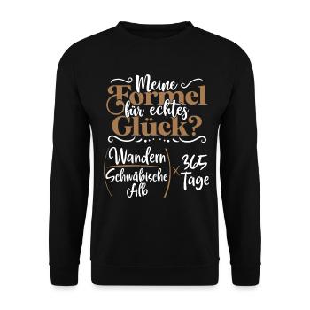 Echtes Glück - Wandern durch die Schwäbische Alb - Unisex Pullover - Schwarz - Vorne - Alina (178cm) & Michal (187cm)