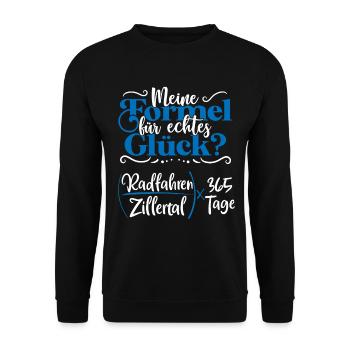 Echtes Glück - Radfahren durchs Zillertal - Unisex Pullover - Schwarz - Vorne - Alina (178cm) & Michal (187cm)