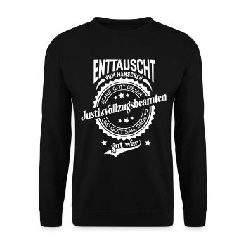 Lustiger Spruch für Beruf Justizvollzugsbeamter - Unisex Pullover - Schwarz - Vorne - Alina (178cm) & Michal (187cm)