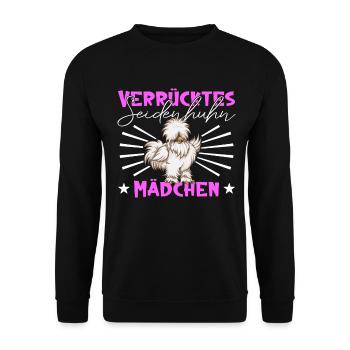 Verrücktes Seidenhuhn Mädchen - Seidenhühner - Unisex Pullover - Schwarz - Vorne - Alina (178cm) & Michal (187cm)