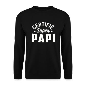 Certifié super papi cadeau grand père - Sweat-shirt Unisexe - noir - Devant - Alina (178cm) & Michal (187cm)