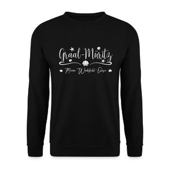 Meine Wohlfühl-Oase Ostseeheilbad Graal-Müritz - Unisex Pullover - Schwarz - Vorne - Alina (178cm) & Michal (187cm)