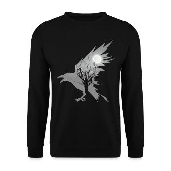 Black Raven Occult Crow Aesthetic - Unisex Sweatshirt - black - Front - Alina (178cm) & Michal (187cm)