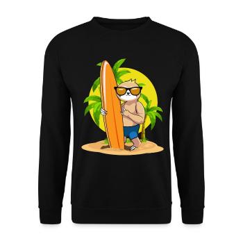 Surfing Sloth Kawaii Beach Surfer Aesthetic Surf - Unisex Sweatshirt - black - Front - Alina (178cm) & Michal (187cm)