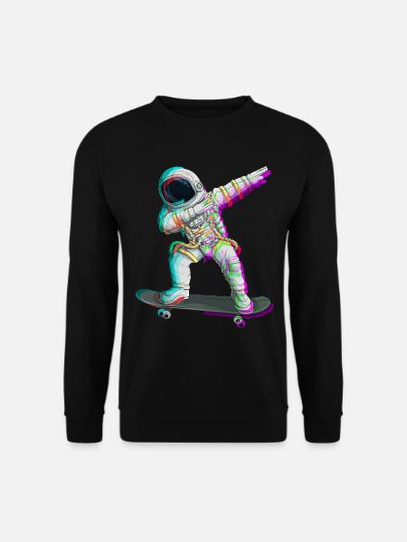 Skateboarding Dabbing Astronaut Skater Vaporwave - Unisex Pullover - Schwarz