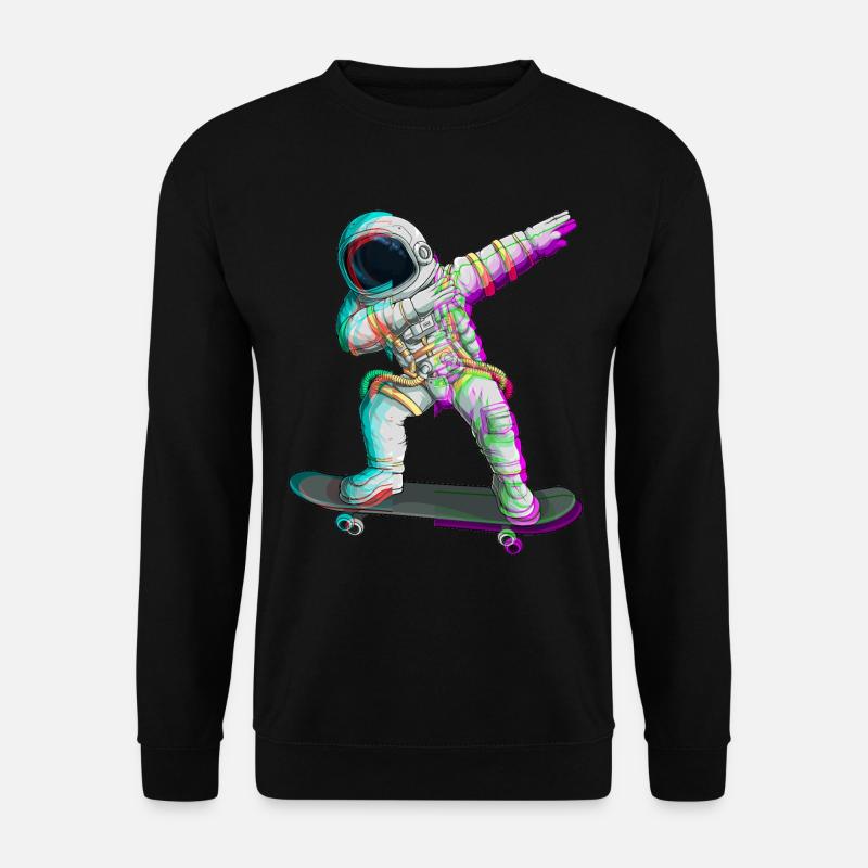Skateboarding Dabbing Astronaut Skater Vaporwave - Unisex Pullover - Schwarz