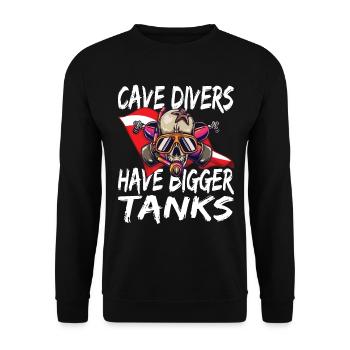 Cave Divers Have Bigger Tanks - Unisex Pullover - Schwarz - Vorne - Alina (178cm) & Michal (187cm)