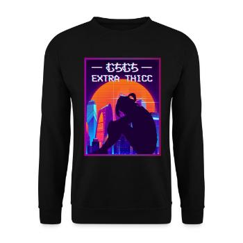 Extra Thicc Sad Anime Girl Tokyo Streetwear Lofi - Sweat-shirt Unisexe - noir - Devant - Alina (178cm) & Michal (187cm)