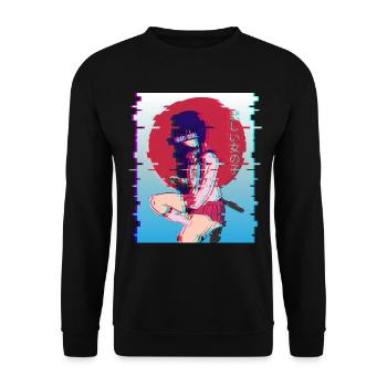 Sad Girl Waifu Anime Girl Japanese Vaporwave Otaku - Sweat-shirt Unisexe - noir - Devant - Alina (178cm) & Michal (187cm)