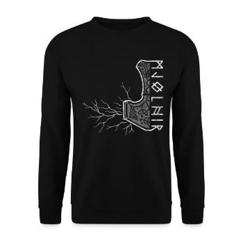 Le marteau de Thor avec flash - Mjölnir - Sweat-shirt Unisexe - noir - Devant - Alina (178cm) & Michal (187cm)