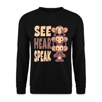 Voir Entendre parler pour un étudiant ou dans le - Sweat-shirt Unisexe - noir - Devant - Alina (178cm) & Michal (187cm)