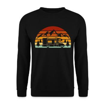 camping car t shirt camping motorhome - Unisex Pullover - Schwarz - Vorne - Alina (178cm) & Michal (187cm)