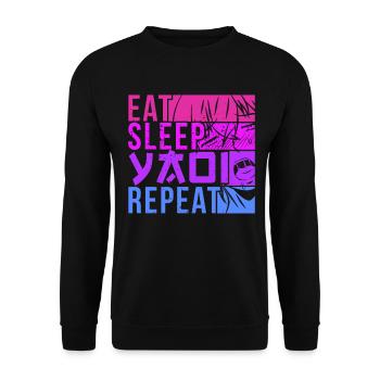 Eat Sleep Yaoi Repeat Fujoshi Anime Boy Gay Manga - Unisex Pullover - Schwarz - Vorne - Alina (178cm) & Michal (187cm)