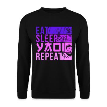 Eat Sleep Yaoi Repeat Fujoshi Anime Boy Gay Manga - Unisex Pullover - Schwarz - Vorne - Alina (178cm) & Michal (187cm)
