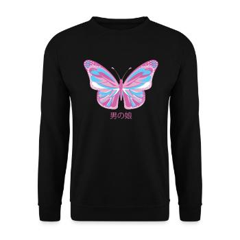 Femboy Butterfly Japanese Gay Pride LGBT Aesthetic - Unisex Sweatshirt - black - Front - Alina (178cm) & Michal (187cm)