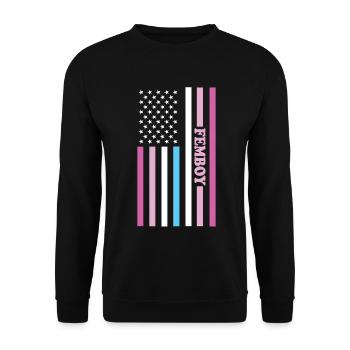 Femboy LGBTQ Rainbow Gay Pride American Flag Queer - Unisex Pullover - Schwarz - Vorne - Alina (178cm) & Michal (187cm)