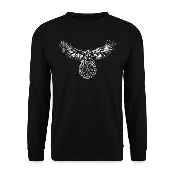 Raven with Futhark and Vegvisir - Unisex Sweatshirt - black - Front - Alina (178cm) & Michal (187cm)