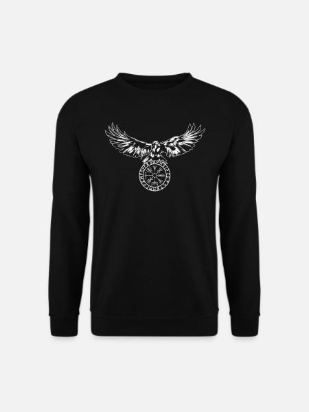 Raven with Futhark and Vegvisir - Unisex Sweatshirt - black