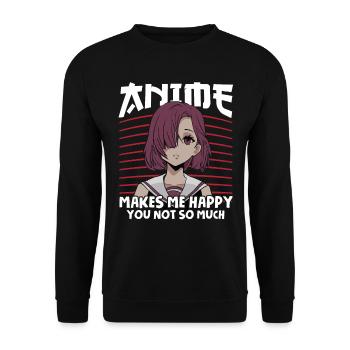 Anime Makes Me Happy You Not So Much Anime Waifu - Sweat-shirt Unisexe - noir - Devant - Alina (178cm) & Michal (187cm)