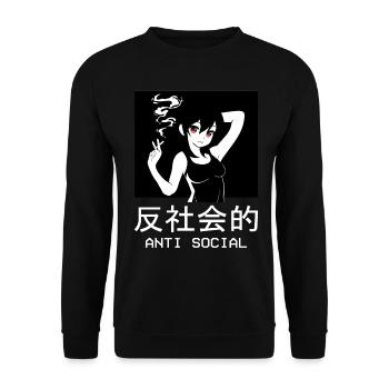 Antisocial Anime Girl Waifu Japanese Manga Weeb - Sweat-shirt Unisexe - noir - Devant - Alina (178cm) & Michal (187cm)
