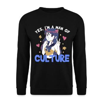 I'm A Man Of Culture Anime Meme Manga Otaku Weeb - Sweat-shirt Unisexe - noir - Devant - Alina (178cm) & Michal (187cm)