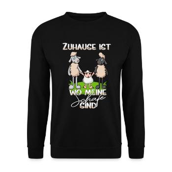 Schäfer - Zuhause ist wo meine Schafe sind - Unisex Pullover - Schwarz - Vorne - Alina (178cm) & Michal (187cm)