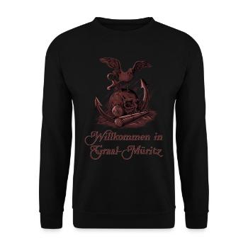Möwe auf Schädel - Ostseeheilbad Graal-Müritz - Unisex Pullover - Schwarz - Vorne - Alina (178cm) & Michal (187cm)