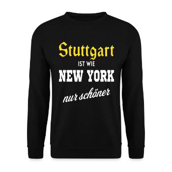 Stuttgart ist wie New York nur schöner - Unisex Pullover - Schwarz - Vorne - Alina (178cm) & Michal (187cm)