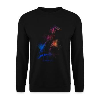 Farbenfrohe Laufente - Unisex Pullover - Schwarz - Vorne - Alina (178cm) & Michal (187cm)
