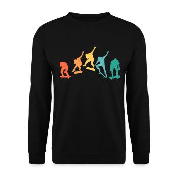 retro skaters skateboard t shirt skate - Sweat-shirt Unisexe - noir - Devant - Alina (178cm) & Michal (187cm)