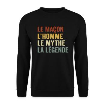 le maçon l'homme le mythe la légende - Sweat-shirt Unisexe - noir - Devant - Alina (178cm) & Michal (187cm)